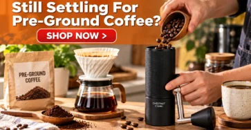 TIMEMORE Chestnut C3S Pro black manual coffee grinder on a home coffee station