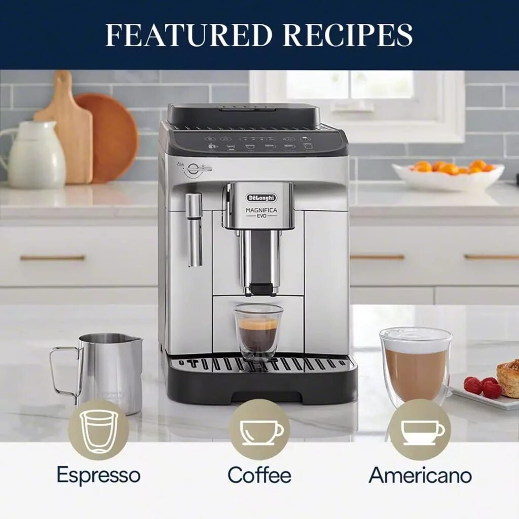 De'Longhi Magnifica Evo Espresso Machine, Manual Milk Frother, Silver
